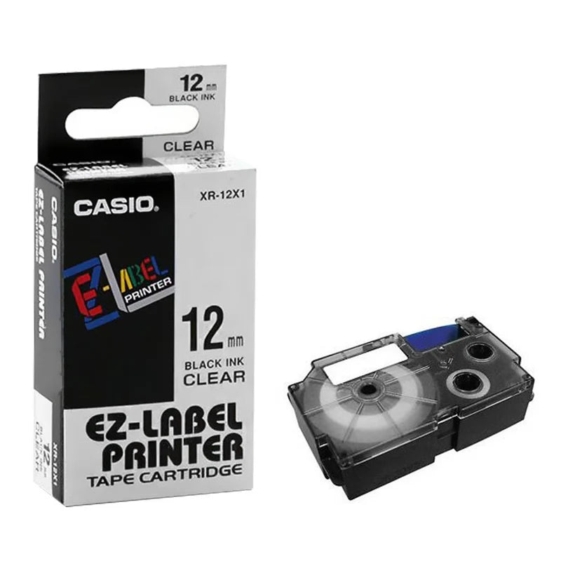 Tape - Casio - 12mm - XR-12X1 - Black/Clear