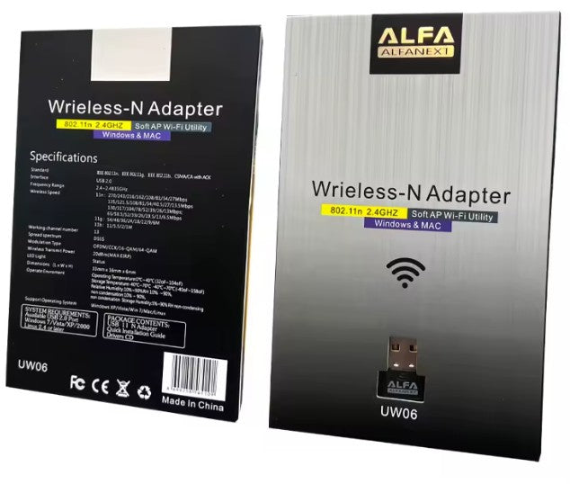 Adapter - Mini - USB - Wireless + Bluetooth - Alfa Network - UW06