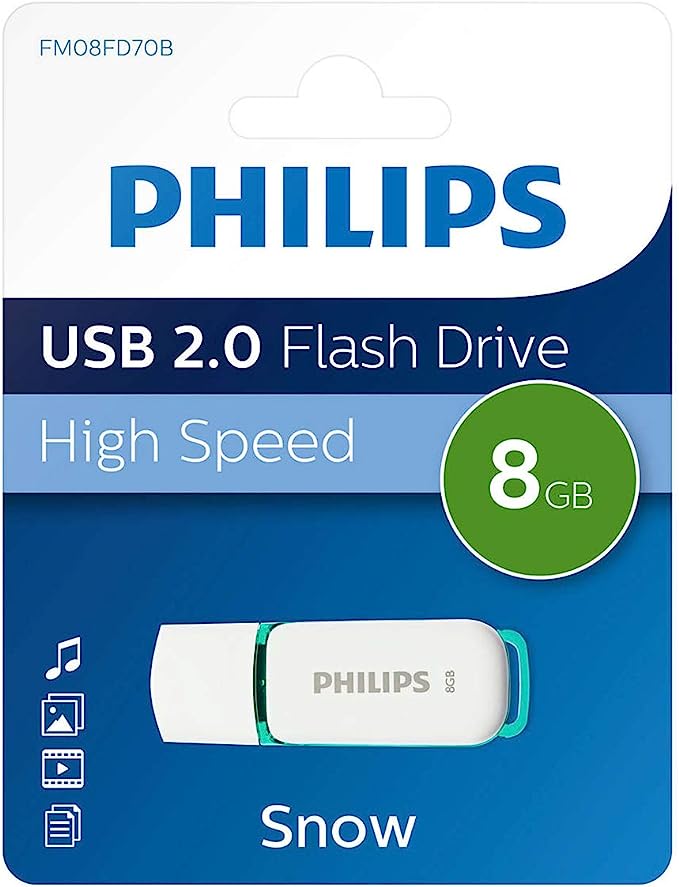 Flash Drive - 8GB - Philips - Snow - 2.0