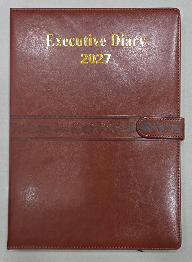 Diary - 2027 - A4 - Executive - With Button - Brown