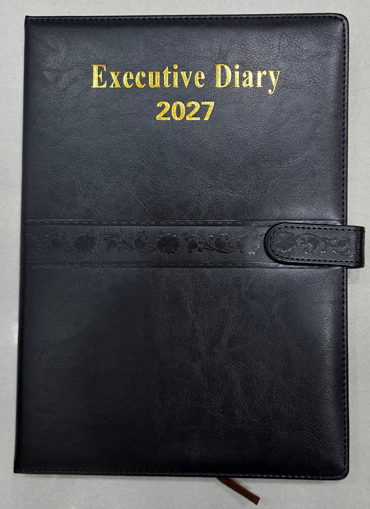 Diary - 2027 - A4 - Executive - With Button - Black