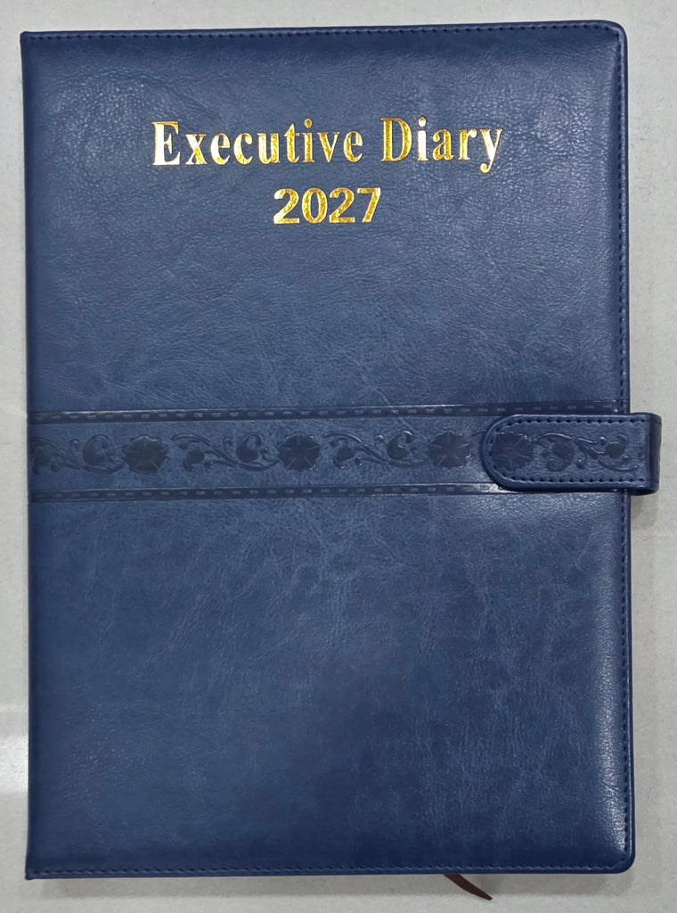 Diary - 2027 - A4 - Executive - With Button - Blue
