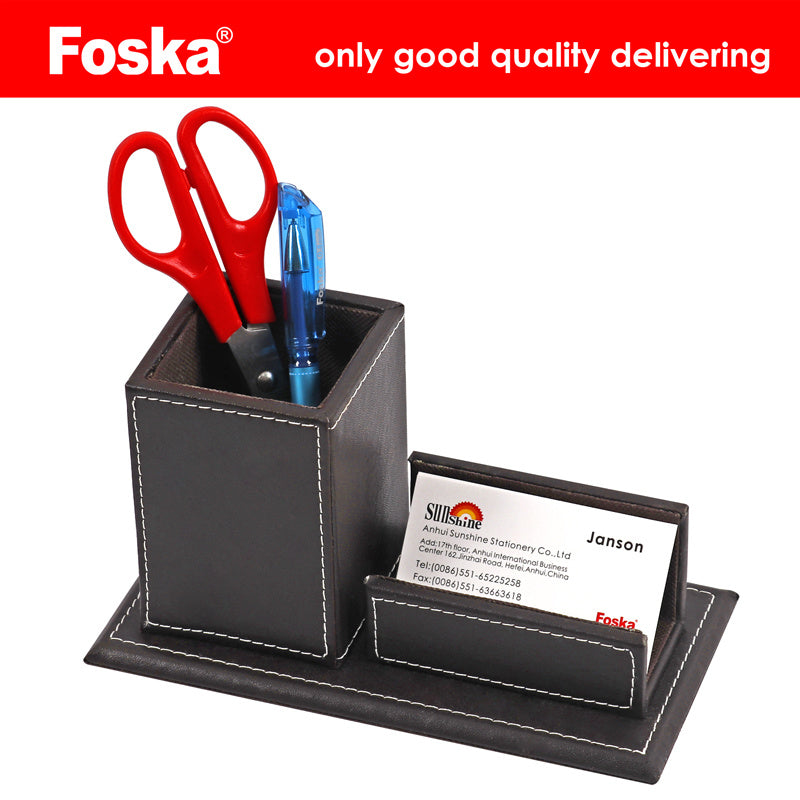 Desk Organizer - Leather - Foska - ZM1004 - Black