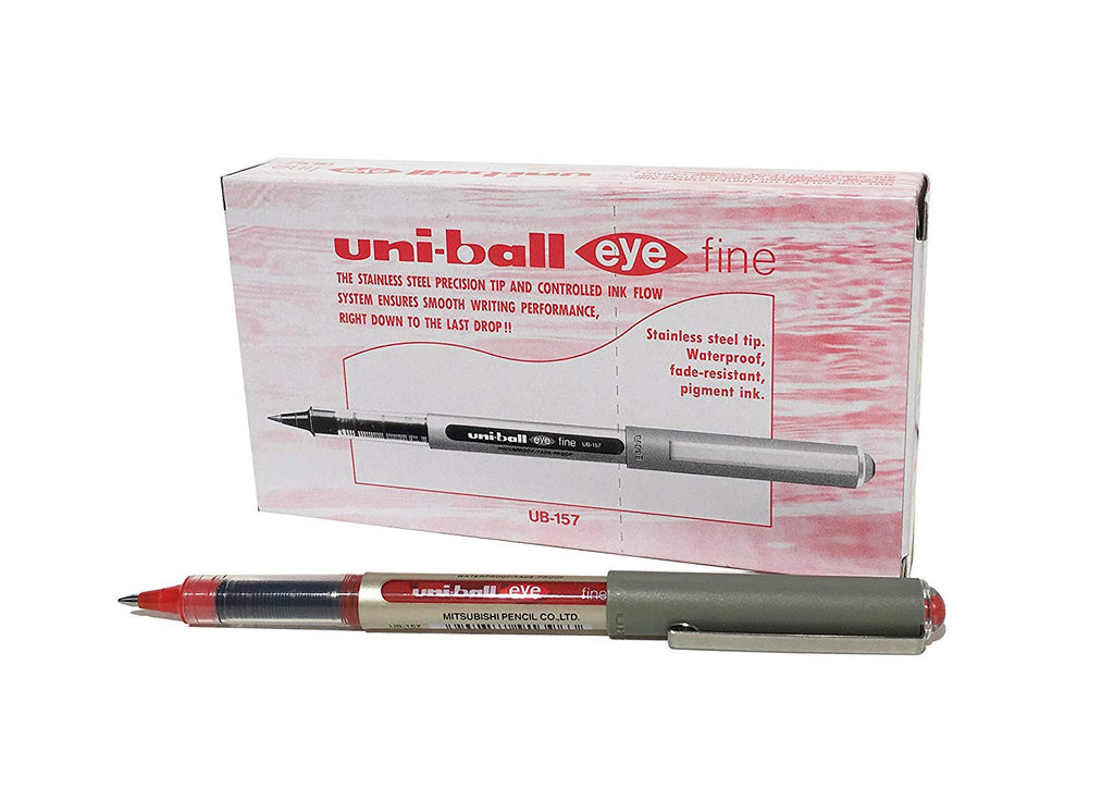 4x Uni-ball Eye FINE UB-157 Tintenroller Schwarz - 0,7mm Strichstärke, Feines Schreiben