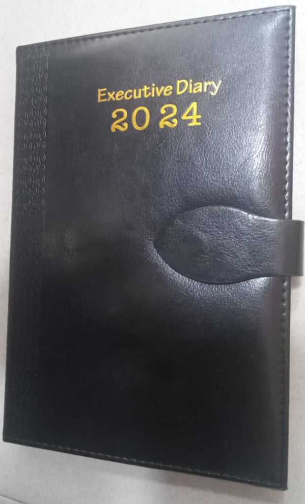 Diary - 2024 - A5-Good Quality With Button - Black