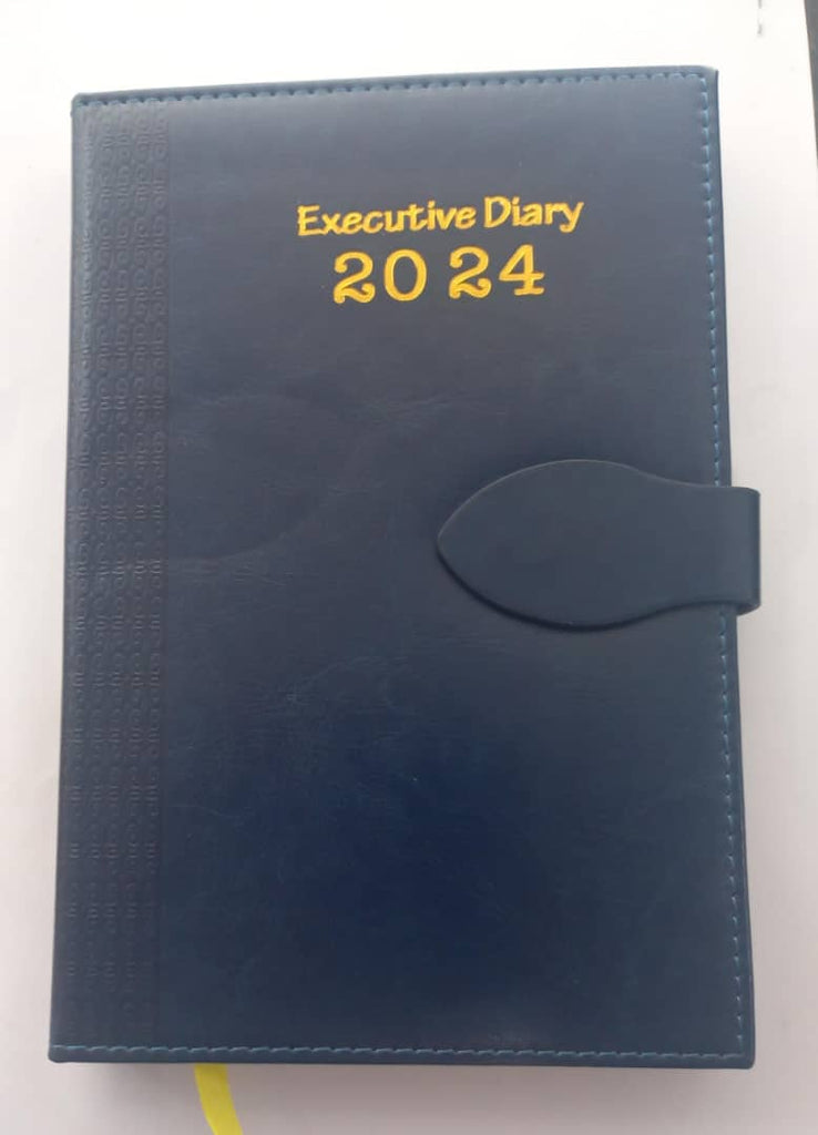 Diary - 2024 - A5-Good Quality With Button - Blue