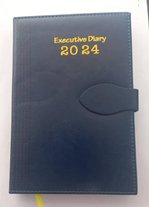 Diary - 2024 - A5-Good Quality With Button - Blue