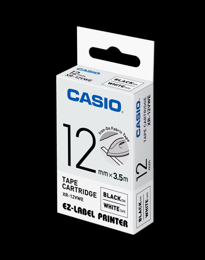 Tape - Casio - 12mm - XR-12VWE - Black/White