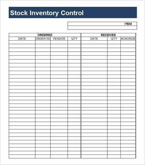 Stock Control Card - A4