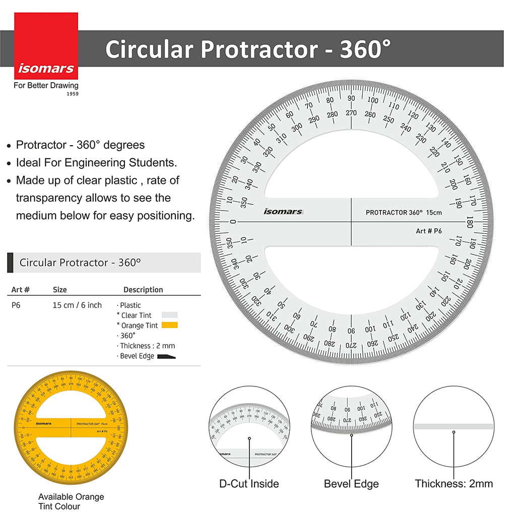 Protractor - 5.5" - Pro Circle - Isomars - 13cm