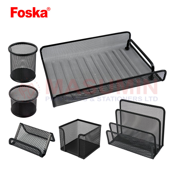 Desk Organizer - Metal - 6 Pc Set - Foska – Silver