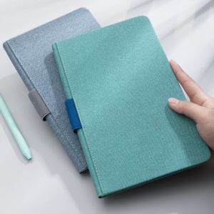 Note Book - A5 - Fabric - Black/Green - With Pen