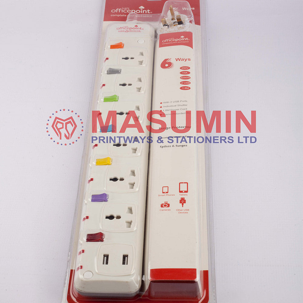 Cable - Extension - 6 - Socket - Surge Protector