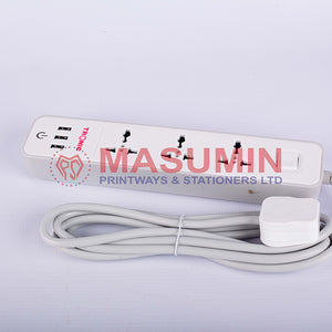 Cable - Extension - 3 - Socket With USB Port